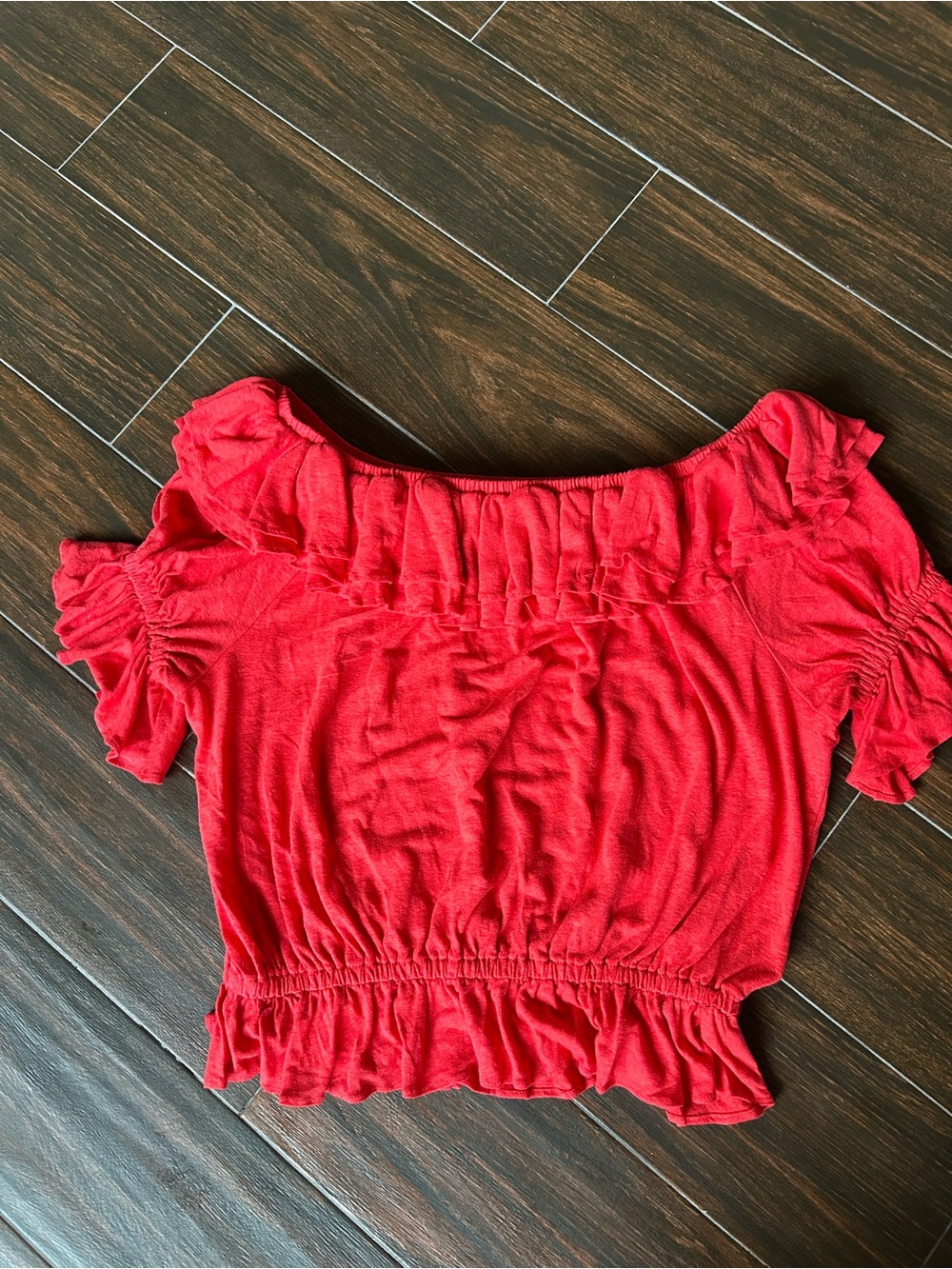 Lauren Ralph Lauren Black Label Cold Shoulder Ruffle Peasant Blouse Size M